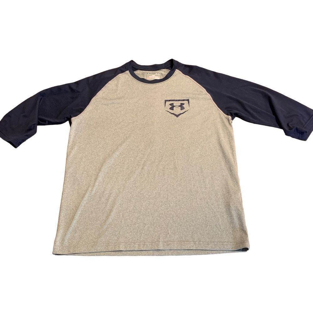 Under Armour Men’s Loose Blue Gray Heatgear Baseball Y-Shirt M
